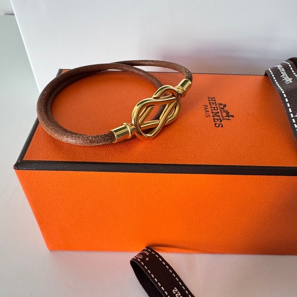 Hermes 2-row Atame GD Leather Bracelet - Picture 3 of 15
